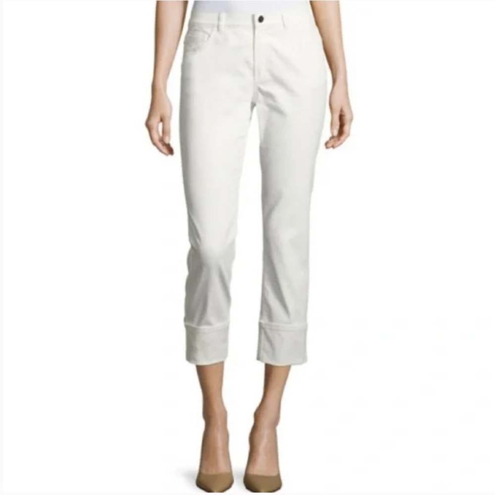 Lafayette 148 New York Cuffed Stretch Cotton Twill Pants Cream Size 12 Like New